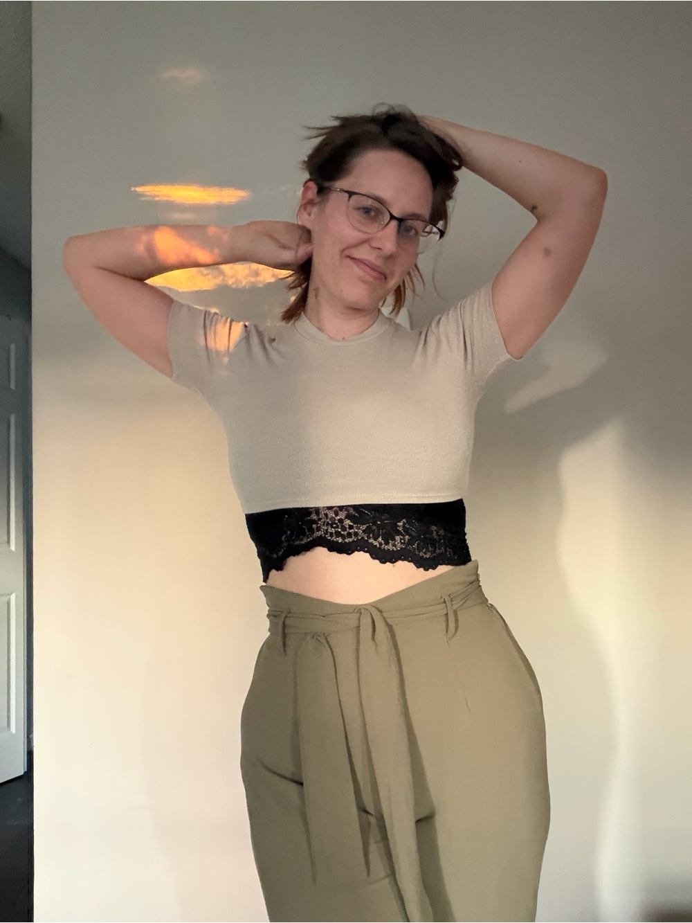 Twenty Beige Ribbed Crop Top